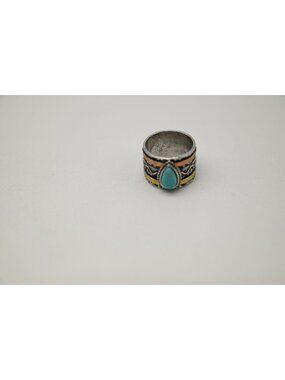 NWOT Josslyn Teardrop Natural Stone Ring Silver Gold Tone Turquoise Boho